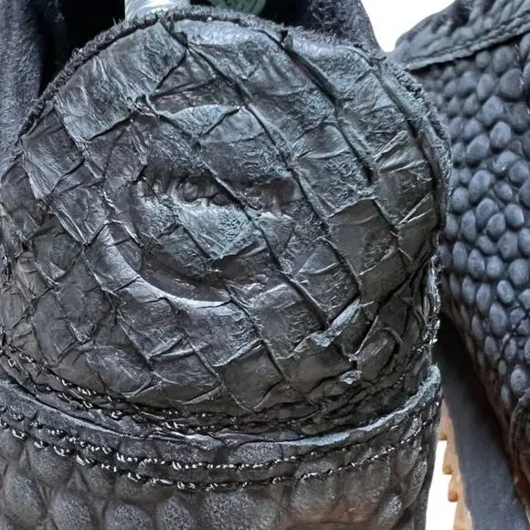 WODEN Ydun Croco II Sneaker Women Size US 5.5 Black Textured Leather Shoe *READ - Picture 5 of 16